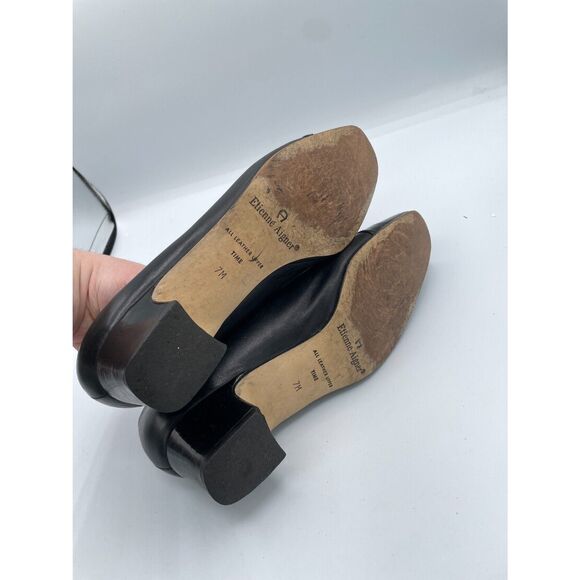 Etienne Aigner Black Leather Cap Toe Block Heel Pumps Women's‎ Size 7M - Picture 4 of 6